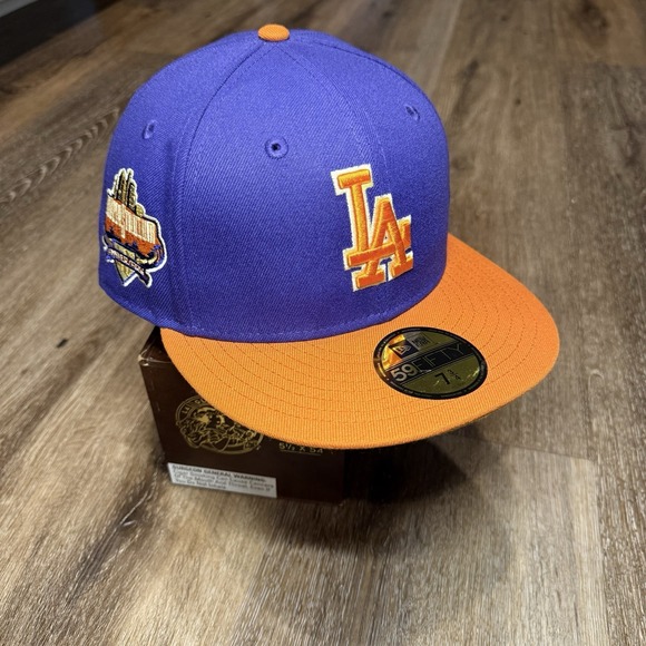 New Era Other - Hat Club Los Angeles Dogers New Era Cap 7 3/4 Purple‎ Orange 40th Side Patch